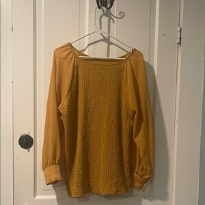 Cato Mustard Blouse with Textured Front